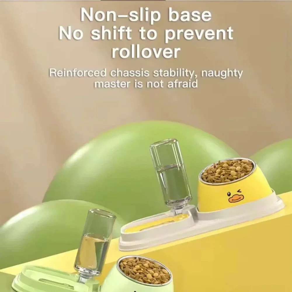 2-in-1 Pet Feeder and Automated Water Dispenser with Stainless steel Bowl